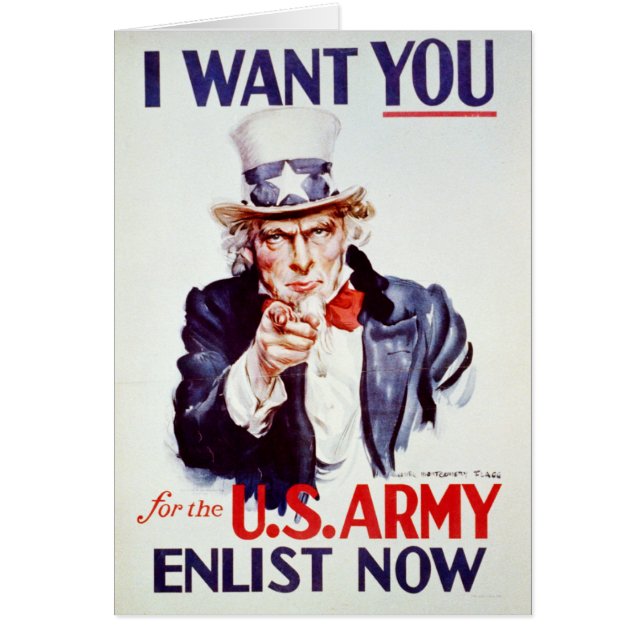 Patriotisk Uncle Sam - vintage affisch Hälsningskort (Framsidan)