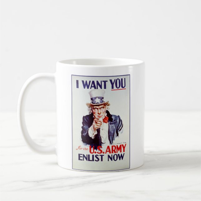 Patriotisk Uncle Sam - vintage affisch Kaffemugg (Vänster)