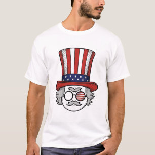 Patriotisk Upp-och-Ned Vänd Topphatt Serietidnings T Shirt