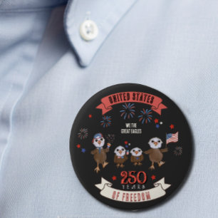 Patriotisk US 250 år av frihet Örn Familj Knapp