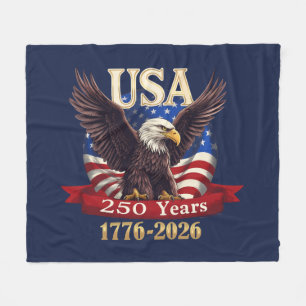 Patriotisk USA 250-årsjubileum 1776-2026 Amerikans Fleecefilt