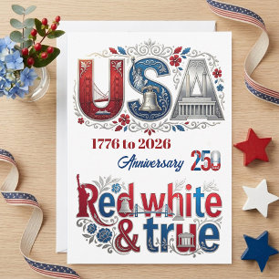 Patriotisk USA 250-årsjubileum Amerikansk Historis Julkort
