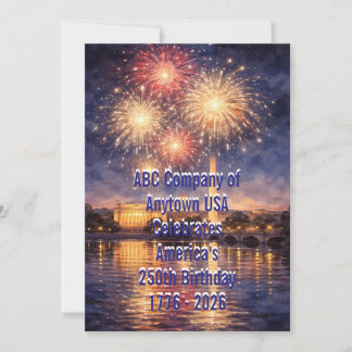 Patriotisk USA 250-årsjubileums fyrverkerikort Julkort