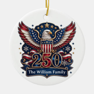 Patriotisk USA 250 Örn Anpassad Familjeprydnad Julgransprydnad Keramik