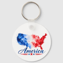 Patriotisk USA-akvarellkartnyckelring