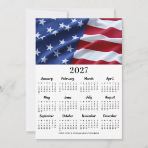 Patriotisk USA Amerikansk Flagga 12 Månaders Kalen Julkort