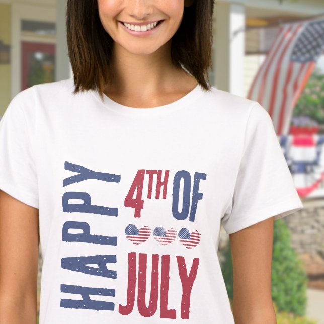 Patriotisk USA Amerikansk Flagga 4:e Juli T Shirt (Cute Patriotic USA American Flag Heart 4th Of July T-Shirt)