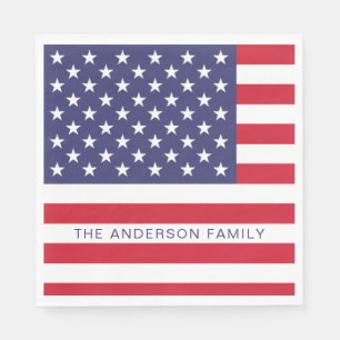 Patriotisk USA Amerikansk Flagga Personlig Pappersservett