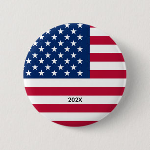 Patriotisk USA Amerikansk Flagga Röd Vit och Blå Knapp