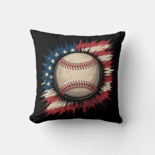 Patriotisk USA Baseboll Amerikansk Flagga Vintage Kudde
