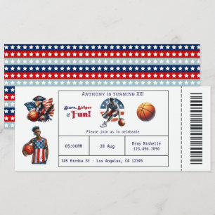 Patriotisk USA-basketbiljett födelsedagsfest Inbjudningar