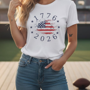Patriotisk USA-flagga 1776-2026 Amerika 250 år T Shirt