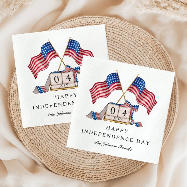 Patriotisk USA-flagga 4:e juli  Pappersservett (Patriotic USA Flag 4th Of July Napkins)