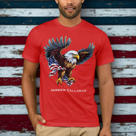 Patriotisk USA-flagga Amerikansk Vitörad Örn 4 Jul T Shirt
