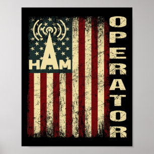 Patriotisk Usa Flagga Hamradio amatörradiooperatör Poster