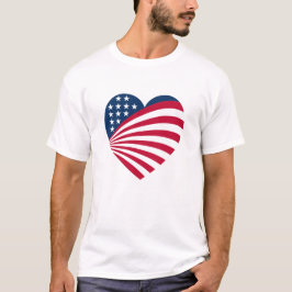 Patriotisk USA Flagga Hjärta T Shirt