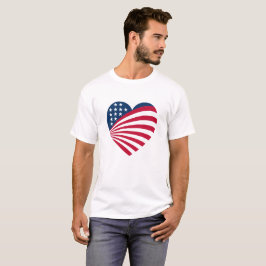 Patriotisk USA Flagga Hjärta T Shirt