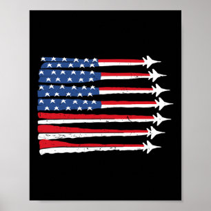 Patriotisk Usa Flagga Jaktplan 4 Juli Pojke Röd Vi Poster