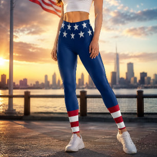 Patriotisk USA-flagga Stjärnor & Ränder Amerikansk Leggings
