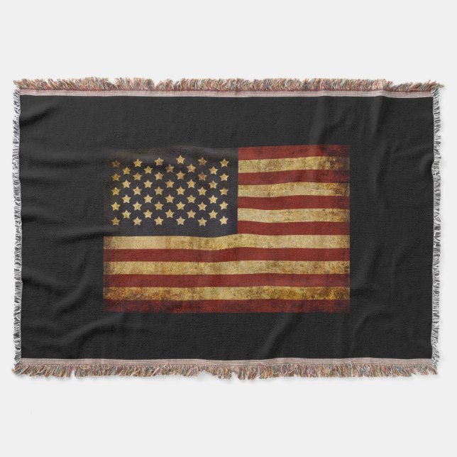 Patriotisk USA för vintageGrunge amerikanska Mysfilt (Framsidan)