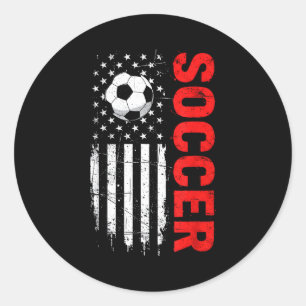 Patriotisk usa fotboll bedrövad amerikansk flagga runt klistermärke
