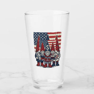 Patriotisk USA Gnom Trio Vintage Vektor Design_1 Glaskopp