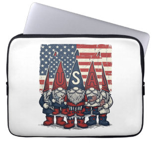 Patriotisk USA Gnom Trio Vintage Vektor Design_1 Laptop Fodral