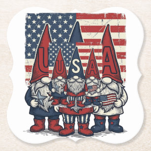 Patriotisk USA Gnom Trio Vintage Vektor Design_1 Underlägg Papper