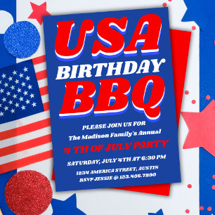 Patriotisk USA Grillfestinbjudan Inbjudningar