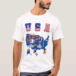 Patriotisk USA-karta Amerikanska symboler USA-kart T Shirt