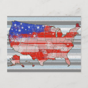 patriotisk USA-kontinenten karta Vykort