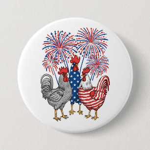 Patriotisk USA Kyckling USA Höna 4:e Juli Knapp