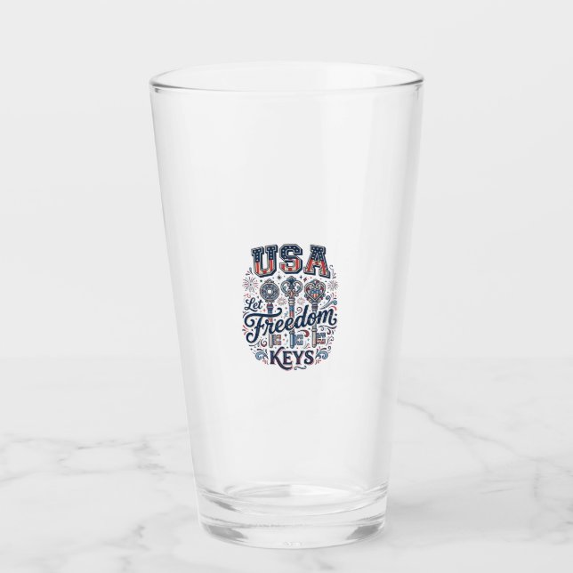 Patriotisk USA Låt frihetstangenter Vector skjorta Glaskopp (Framsida)