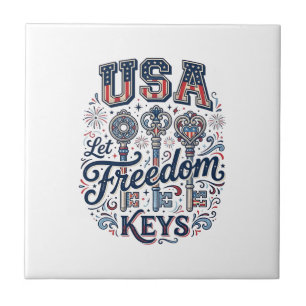 Patriotisk USA Låt frihetstangenter Vector skjorta Kakelplatta