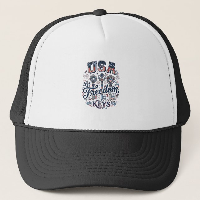 Patriotisk USA Låt frihetstangenter Vector skjorta Keps (Framsida)