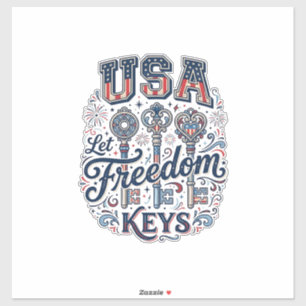 Patriotisk USA Låt frihetstangenter Vector skjorta Klistermärken