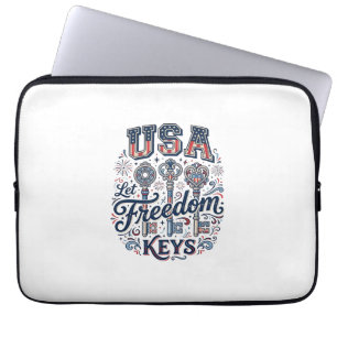 Patriotisk USA Låt frihetstangenter Vector skjorta Laptop Fodral