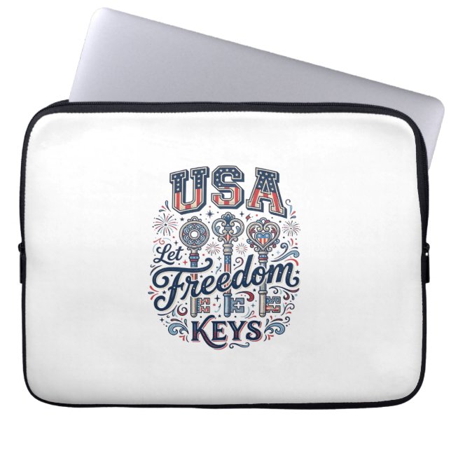 Patriotisk USA Låt frihetstangenter Vector skjorta Laptop Fodral (Framsidan)
