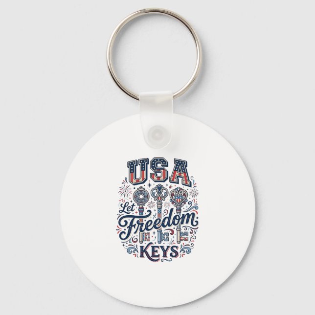 Patriotisk USA Låt frihetstangenter Vector skjorta Nyckelring (Framsida)