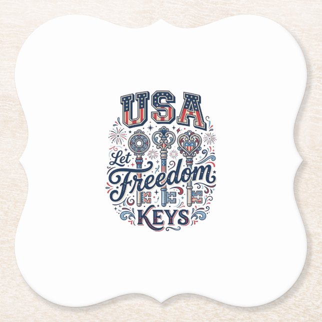 Patriotisk USA Låt frihetstangenter Vector skjorta Underlägg Papper (Framsida)