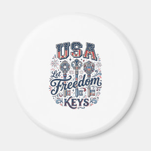 Patriotisk USA Låt frihetstangenter Vector skjortd Magnet
