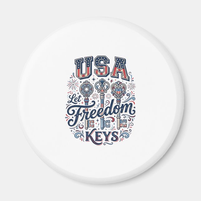 Patriotisk USA Låt frihetstangenter Vector skjortd Magnet (Framsidan)