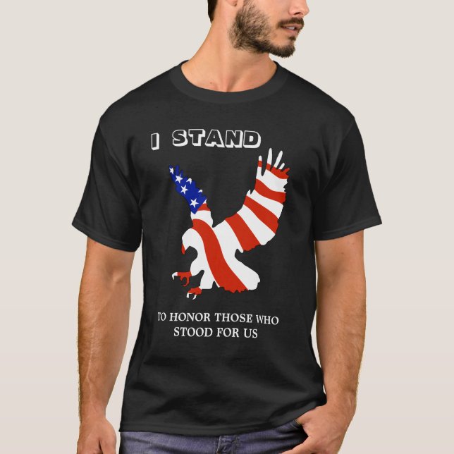 Patriotisk USA örn som jag står Tee (Framsida)
