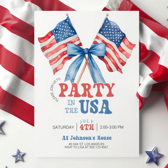 Patriotisk USA-party inbjudan, Redigerbar fest i Inbjudningar (Skapare uppladdad)