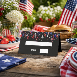 Patriotisk USA röd blå vit svart fest Placeringskort