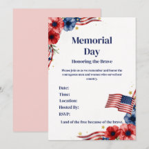 Patriotisk USA Röd Vit Blå Inbjudan