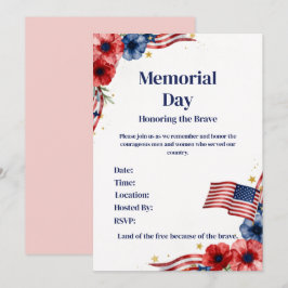 Patriotisk USA Röd Vit Blå Inbjudan