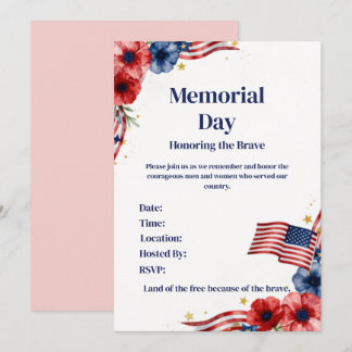 Patriotisk USA Röd Vit Blå Inbjudan
