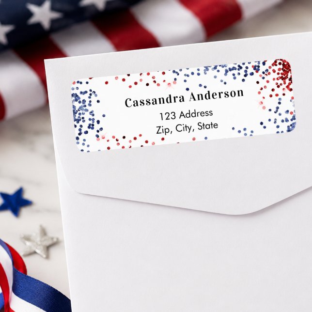Patriotisk USA röd vit blå returadress Etikett (Skapare uppladdad)