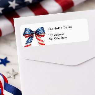 Patriotisk USA röd vit blå slinga returadress Etikett